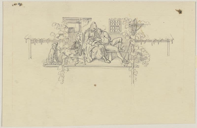 Vignette; Peasant couple as a canvas print