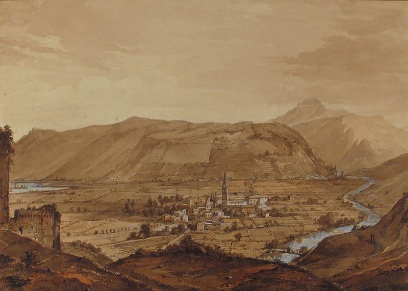 Village in an Alpine Valley as a canvas print