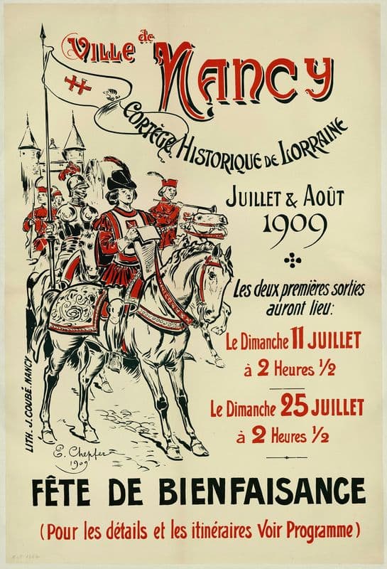 Ville de Nancy ; cortège historique de Lorraine. Juillet et août 1909 as a canvas print