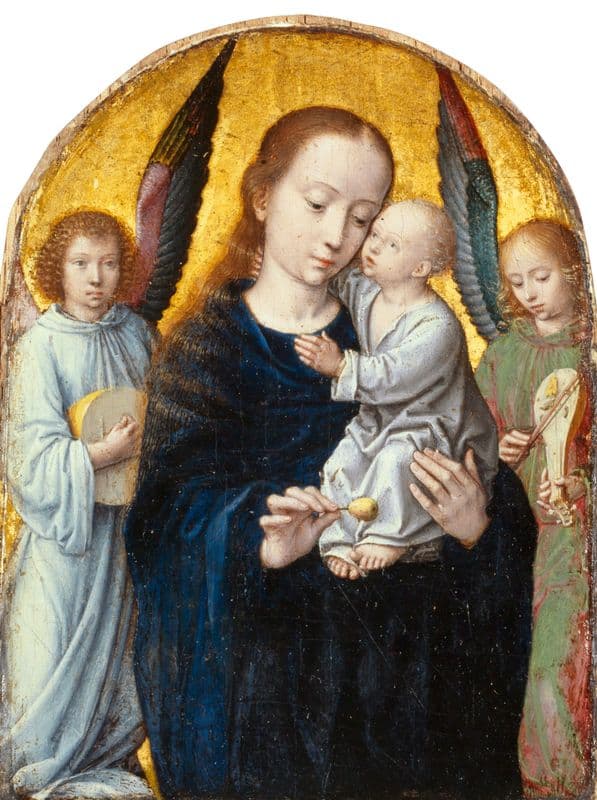 Virgin with Child between Angels playing Music (1490-95) as a canvas print