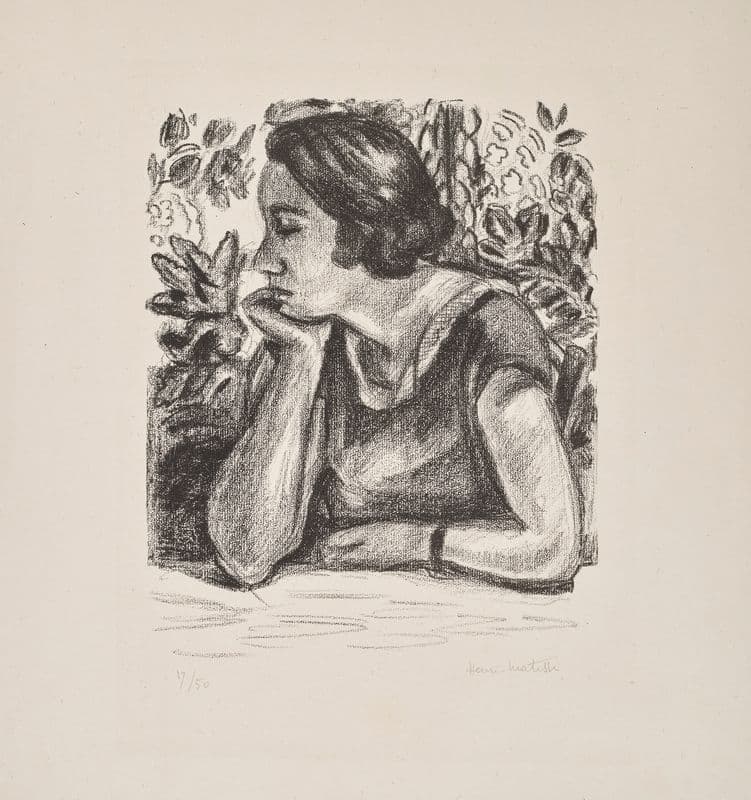 Visage de profil reposant sur un bras as a canvas print