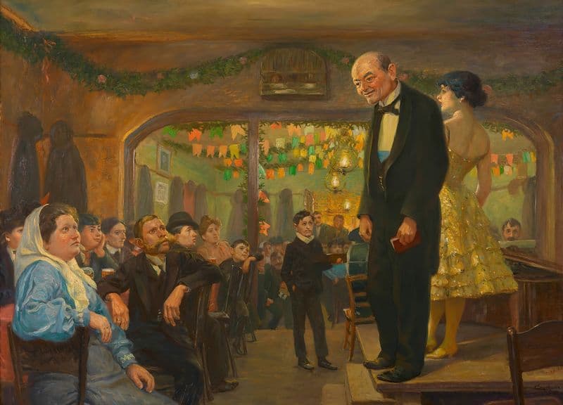 Volkssängervorstellung (Jean Meneghini und Mizzi Lang) in einem Wiener Vorstadtgasthaus as a canvas print