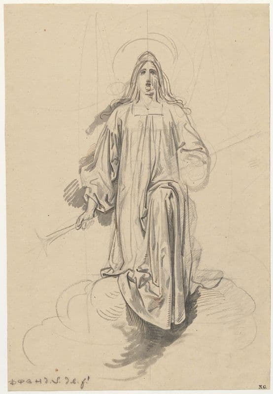 Vrouw in lang gewaad op wolk: Maria Magdalena as a canvas print
