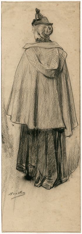 Vrouw in wandelkleding op de rug gezien as a canvas print