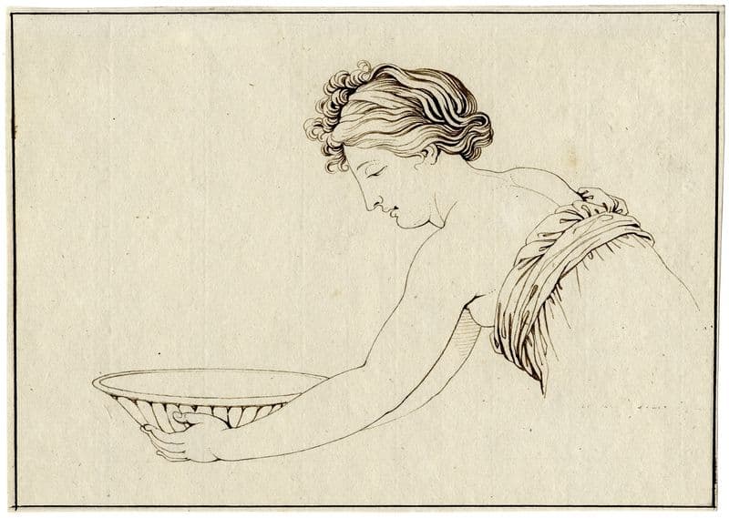 Vrouw met schaal: halffiguur, van terzijde as a canvas print