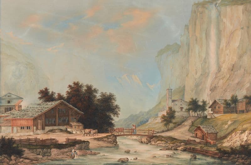 Vue de la chûte du Staubbach, dans la vallée de Lauterbrunn as a canvas print