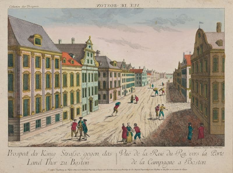 Vue de la Rue du Roi, vers la porte de la Campagne a Boston as a canvas print