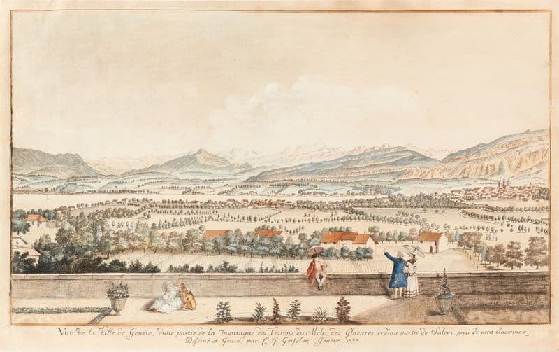 Vue de la Ville de Genéve, d’une partie de la montagne des Voirons, du Molé, des Glacieres, et d’une partie de Saleve prise de petit Saconnex (1915-1945) as a canvas print