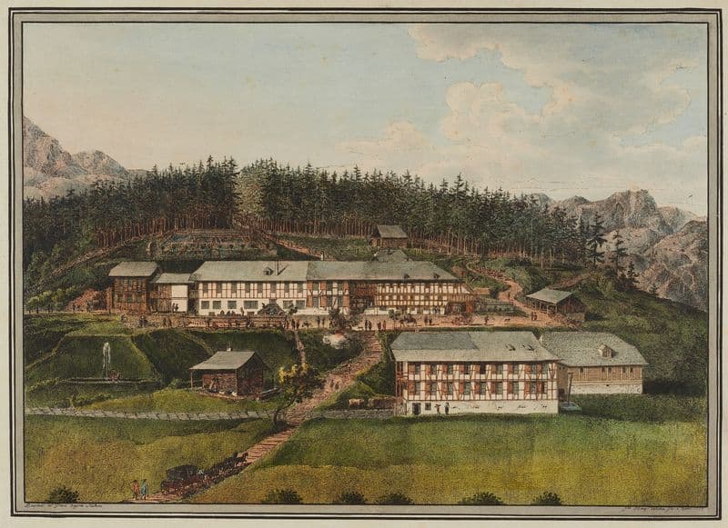 Vüe des Bains du Gourniguel dans le Canton de Berne as a canvas print