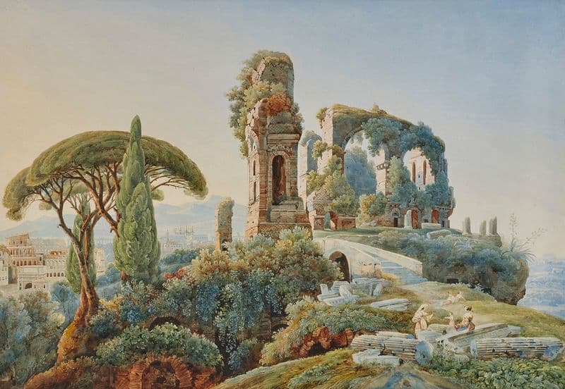 Vue du Forum Romain avec le Colisée à l’arrière-plan as a canvas print