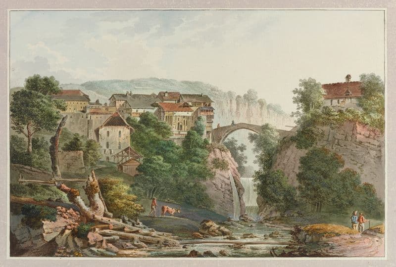 Vue du pont à Montreux, pays de Vaud as a canvas print