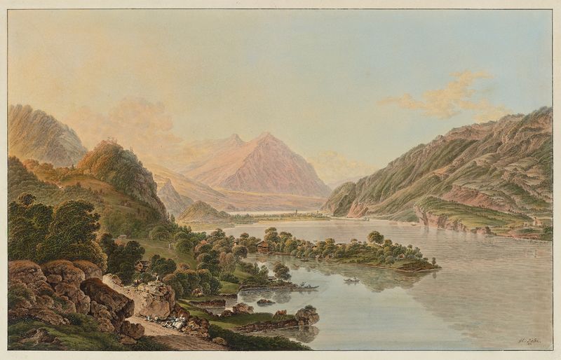 Vûe prise à Iseltwald, sur le lac de Brientz (1915-1945) as a canvas print