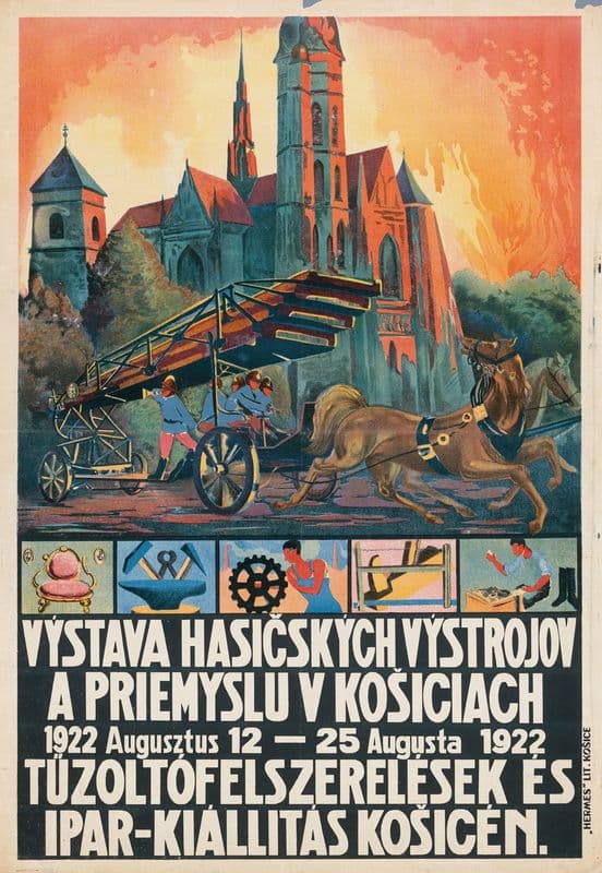 Výstava hasičských výstrojov a priemyslu v Košiciach. Tűzoltófelszerelések és ipar-kiállitás Košicén as a canvas print