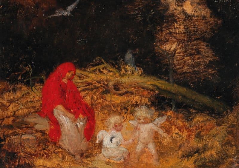 Waldfrau und Amoretten as a canvas print