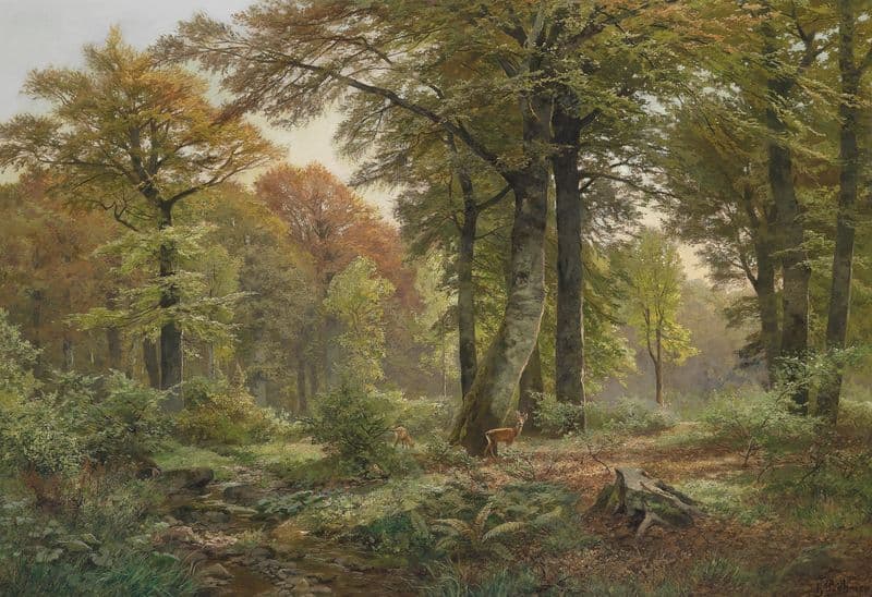 Waldlichtung mit Rehwild as a canvas print