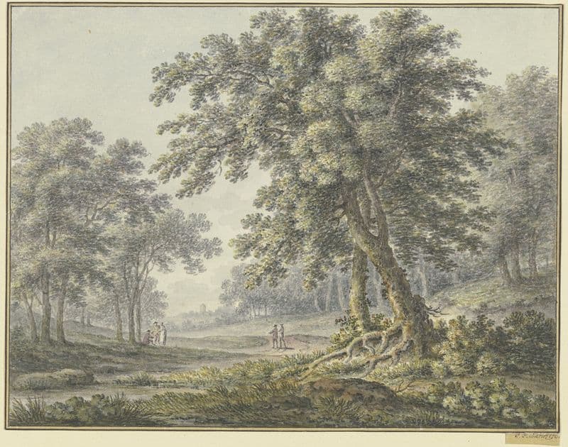 Waldpartie mit zwei Figurengruppen as a canvas print