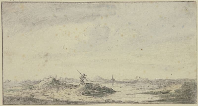 Wanderer in einer Dünenlandschaft as a canvas print
