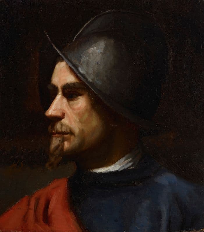 Warrior In Helmet (1875 - 1880) as a canvas print