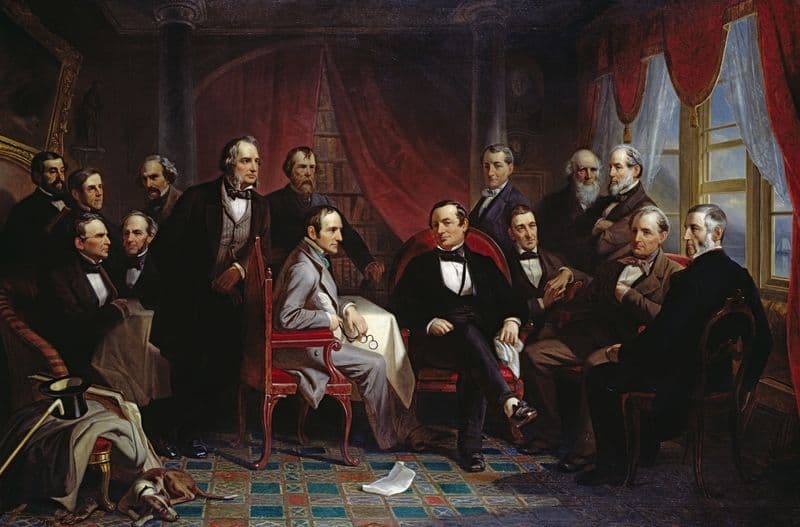 Washington Irving And His Literary Friends At Sunnyside as a canvas print