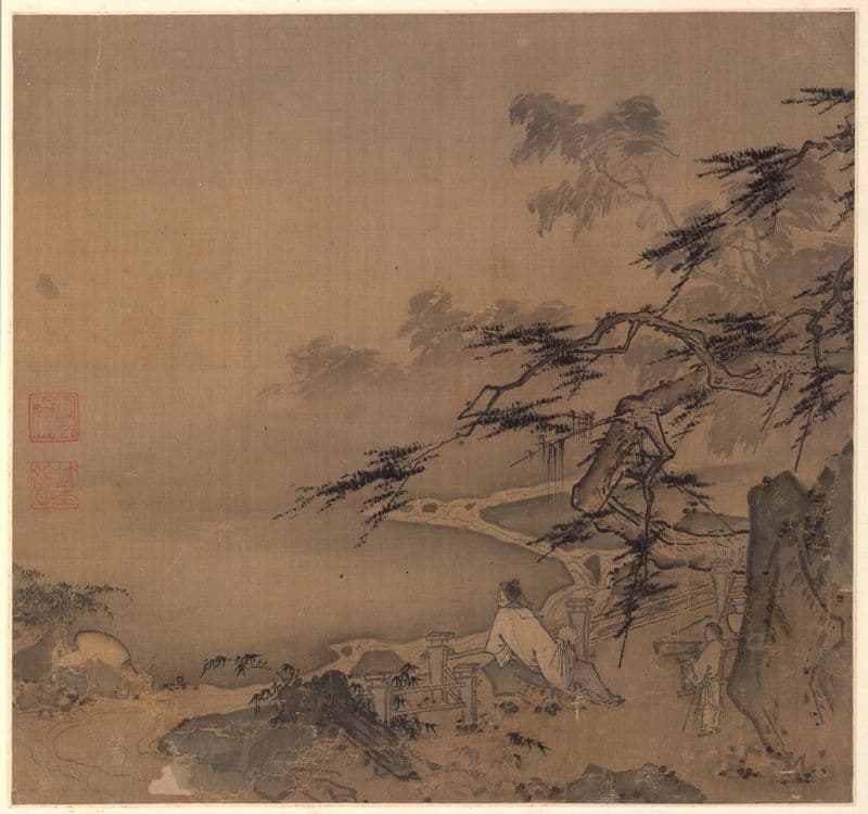 Watching the Deer by a Pine Shaded Stream (1127–1279) as a canvas print