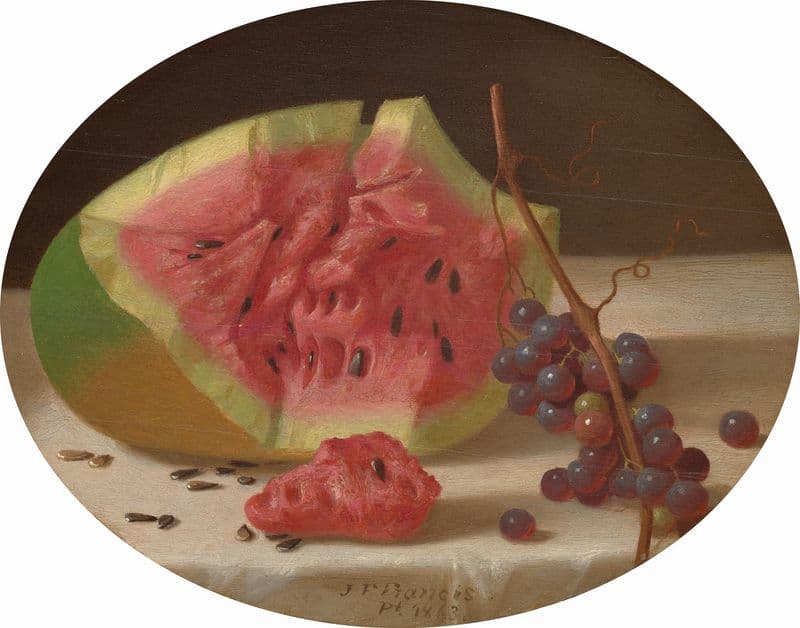 Watermelon and Grapes as a canvas print