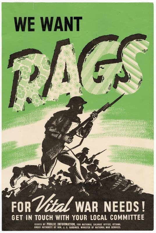 We want RAGS for Vital war needs! (1940s) as a canvas print
