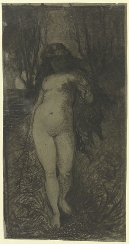 Weiblicher Akt in nächtlicher Landschaft bei aufgehendem Vollmond (1851 – 1858) as a canvas print