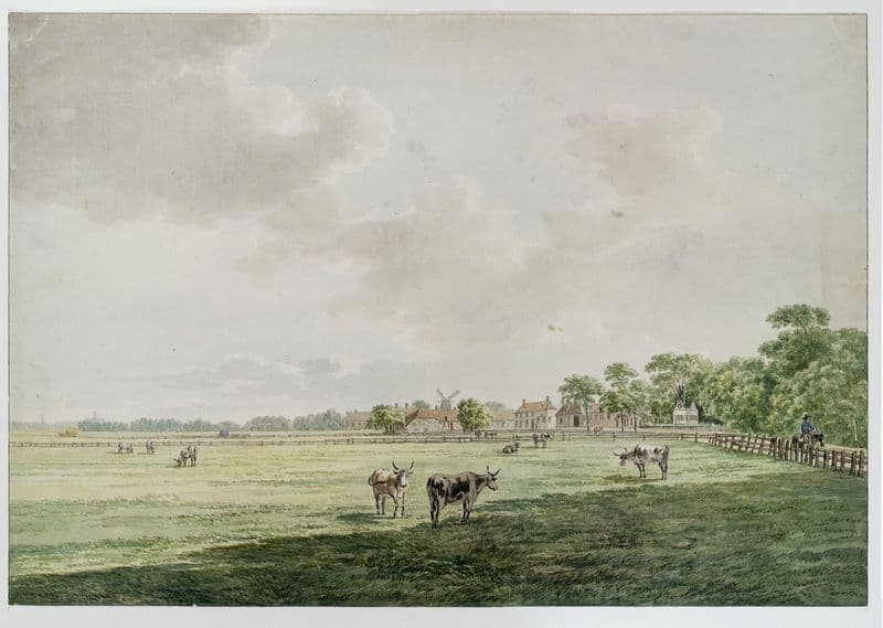 Weiland met gezicht naar het zuiden op de Hoofdstraat van Santpoort (1798-1803) as a canvas print