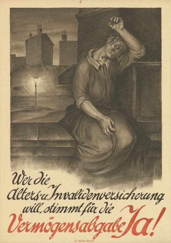 Wer die Alters- u. Invalidenversicherung will, stimmt für die Vermögensabgabe Ja! as a canvas print