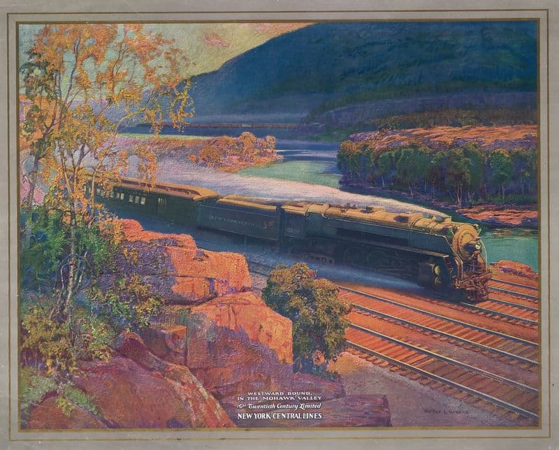 Westward bound, in the Mohawk Valley The Twentieth Century Limited, New York Central Lines as a canvas print