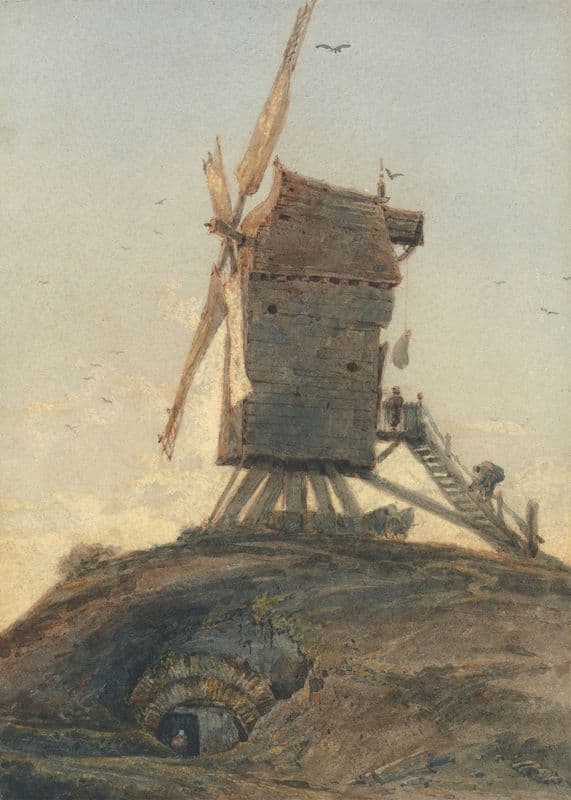 Windmill on a Knoll in a Landscape as a canvas print