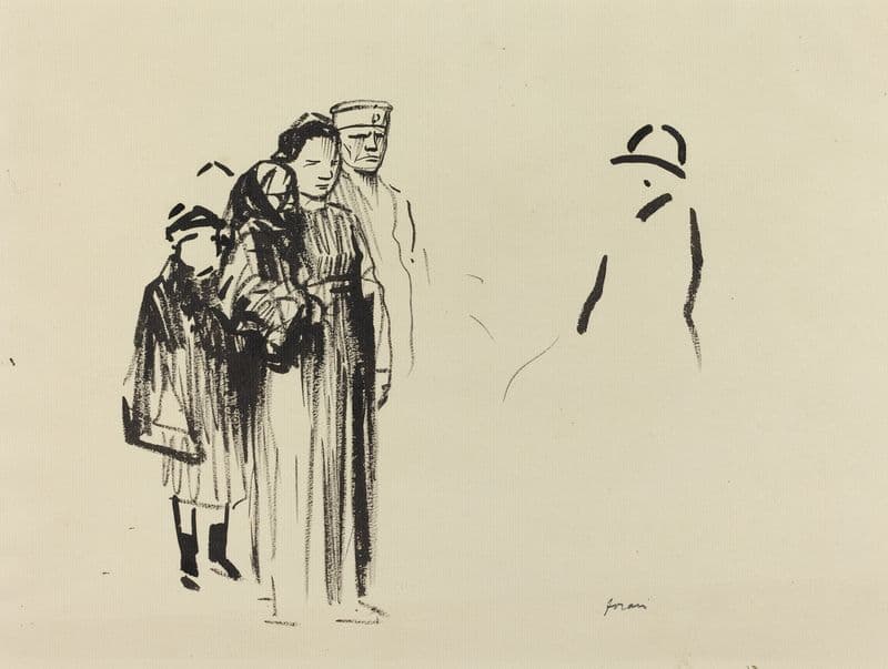 Woman and Two Children with German Soldiers (c. 1914-1919) as a canvas print