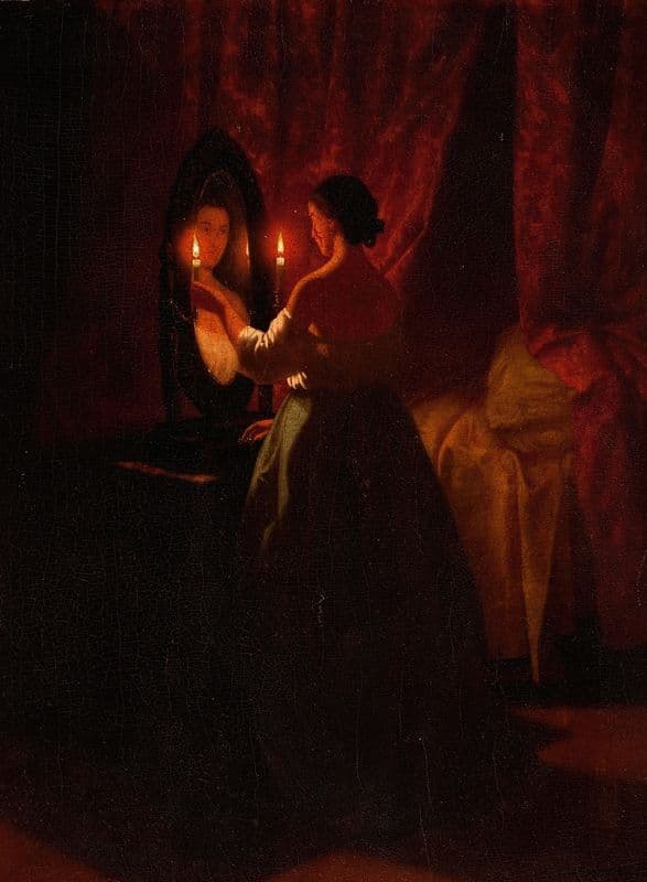 Woman at a Mirror as a canvas print