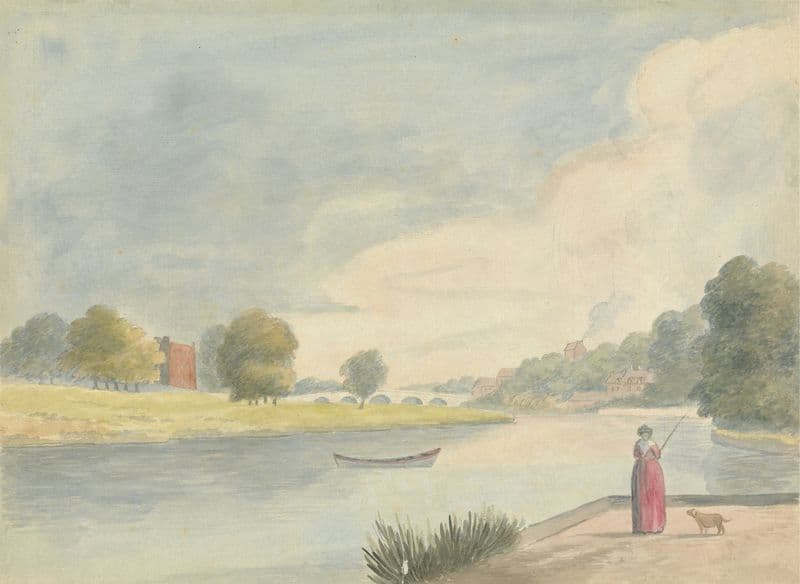 Woman Fishing as a canvas print