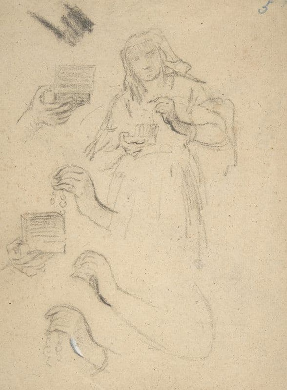 Woman holding an open jewelry box (1820–76) as a canvas print