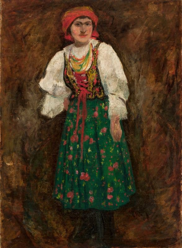 Woman in a Kraków folk costume as a canvas print