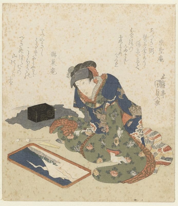Woman making a sand painting as a canvas print