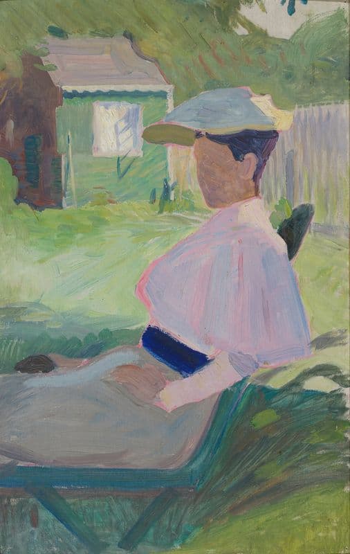 Woman on Garden Chair, Visby as a canvas print