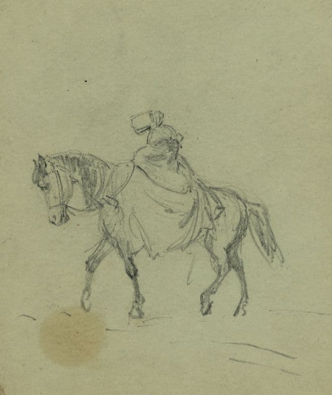 Woman on horseback (1860-1865) as a canvas print