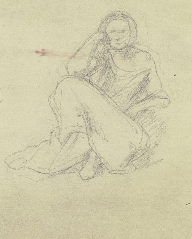 Woman sitting on the floor as a canvas print