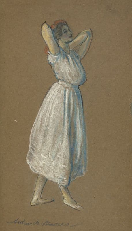 Woman Standing with Hands Behind her Head as a canvas print