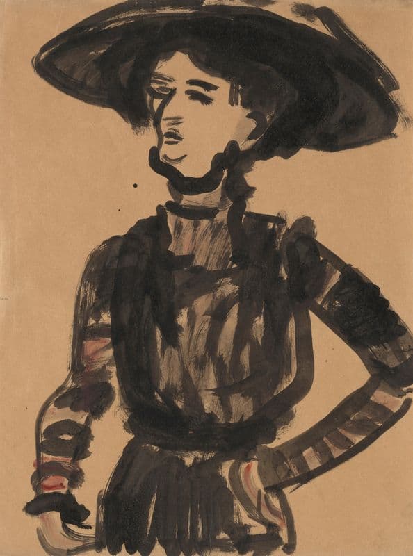 Woman with Black Hat as a canvas print