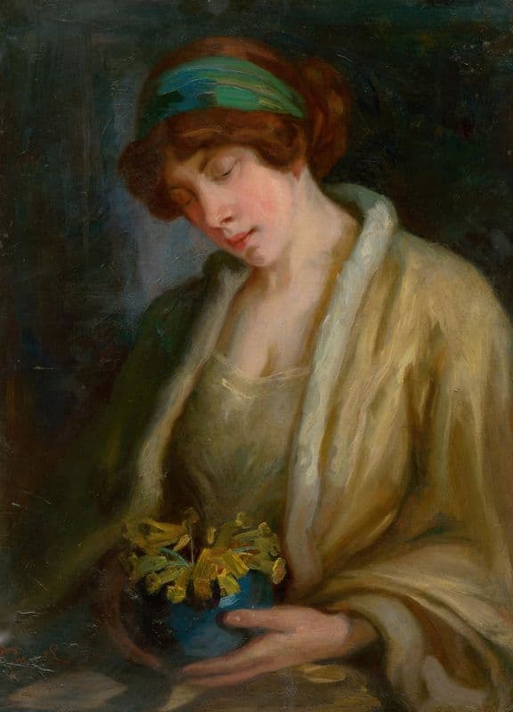 Woman with Flowers (1900–1910) as a canvas print