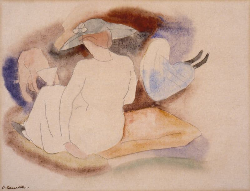 Woman with Hat and 2 Figures (ca. 1916) as a canvas print