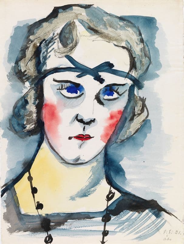 Woman With Red Cheeks as a canvas print