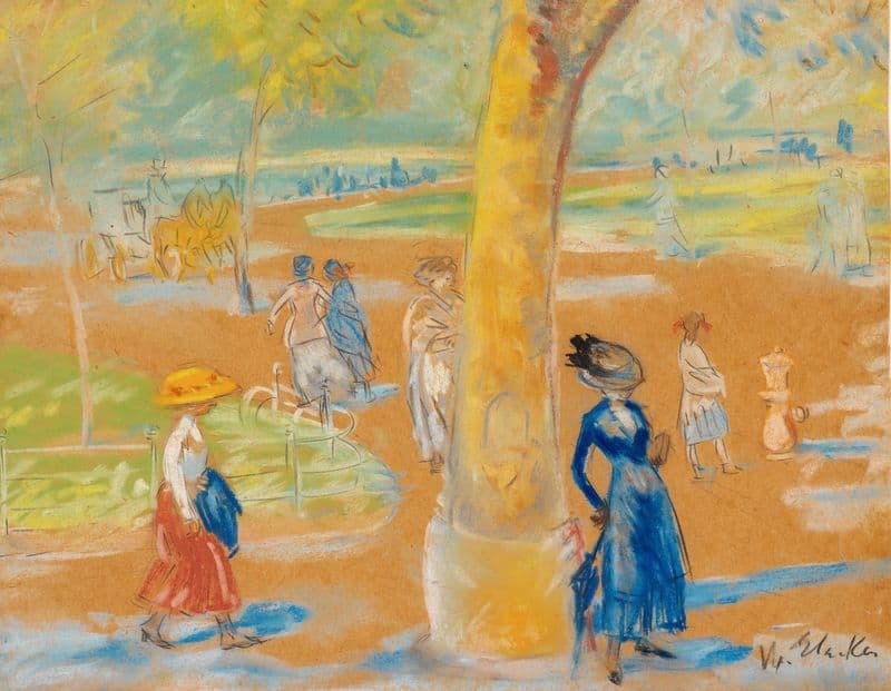 Woman with Umbrella, Washington Square (c. 1910) as a canvas print