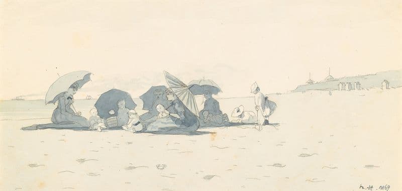 Women and Children on Beach at Long Branch, New Jersey as a canvas print