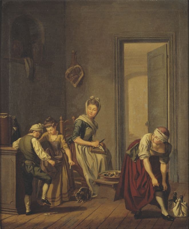 Women in a Kitchen as a canvas print
