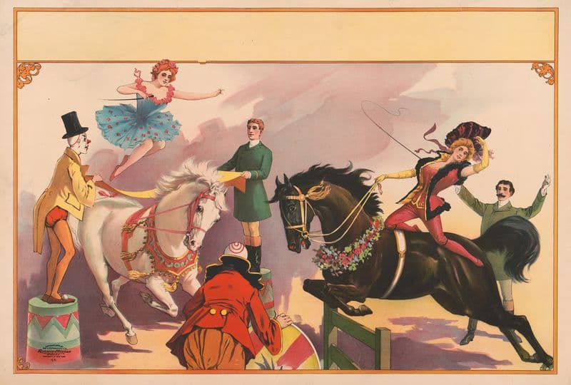 Women performing on horseback as a canvas print