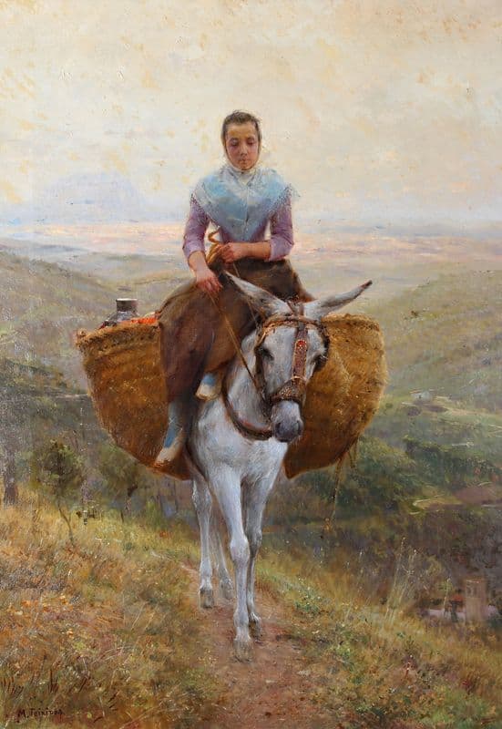 Women Riding a Donkey (circa 1890) as a canvas print